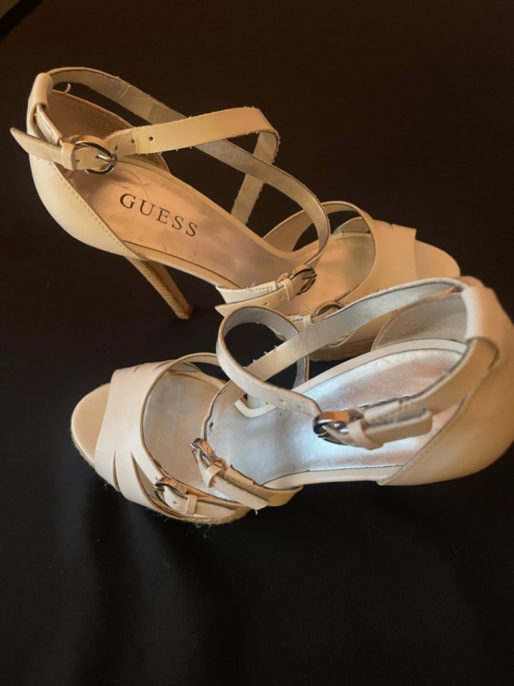 GUESS White Espadrille Platform Strappy Heels - Picture 4 of 6